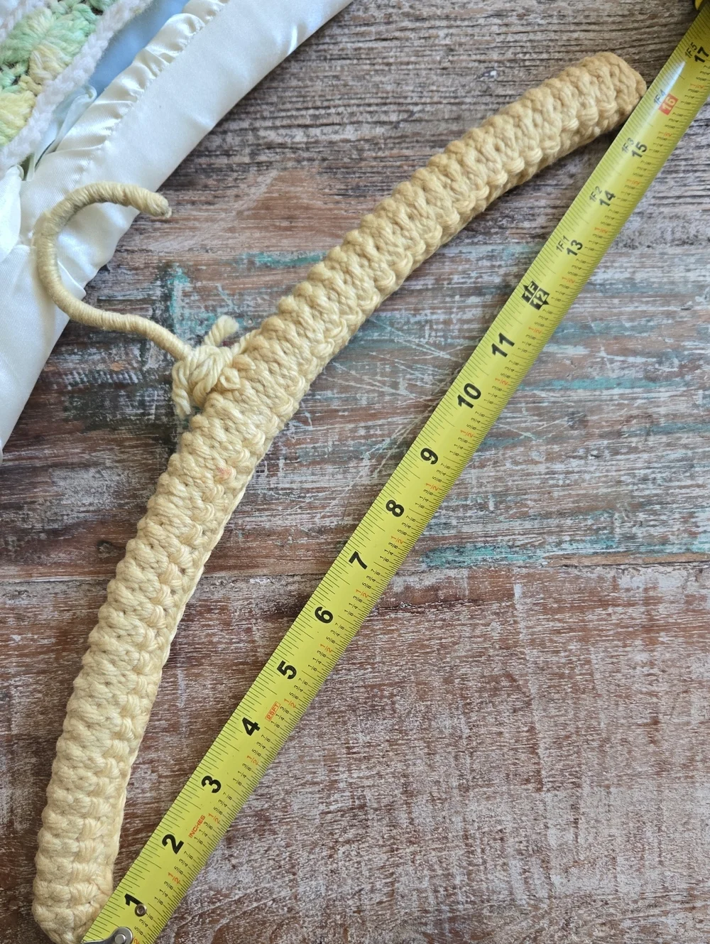 Vintage Mixed Closet Hanger Lot - Silk Padded & Hand Crochet Set of 5 (BIN 011)